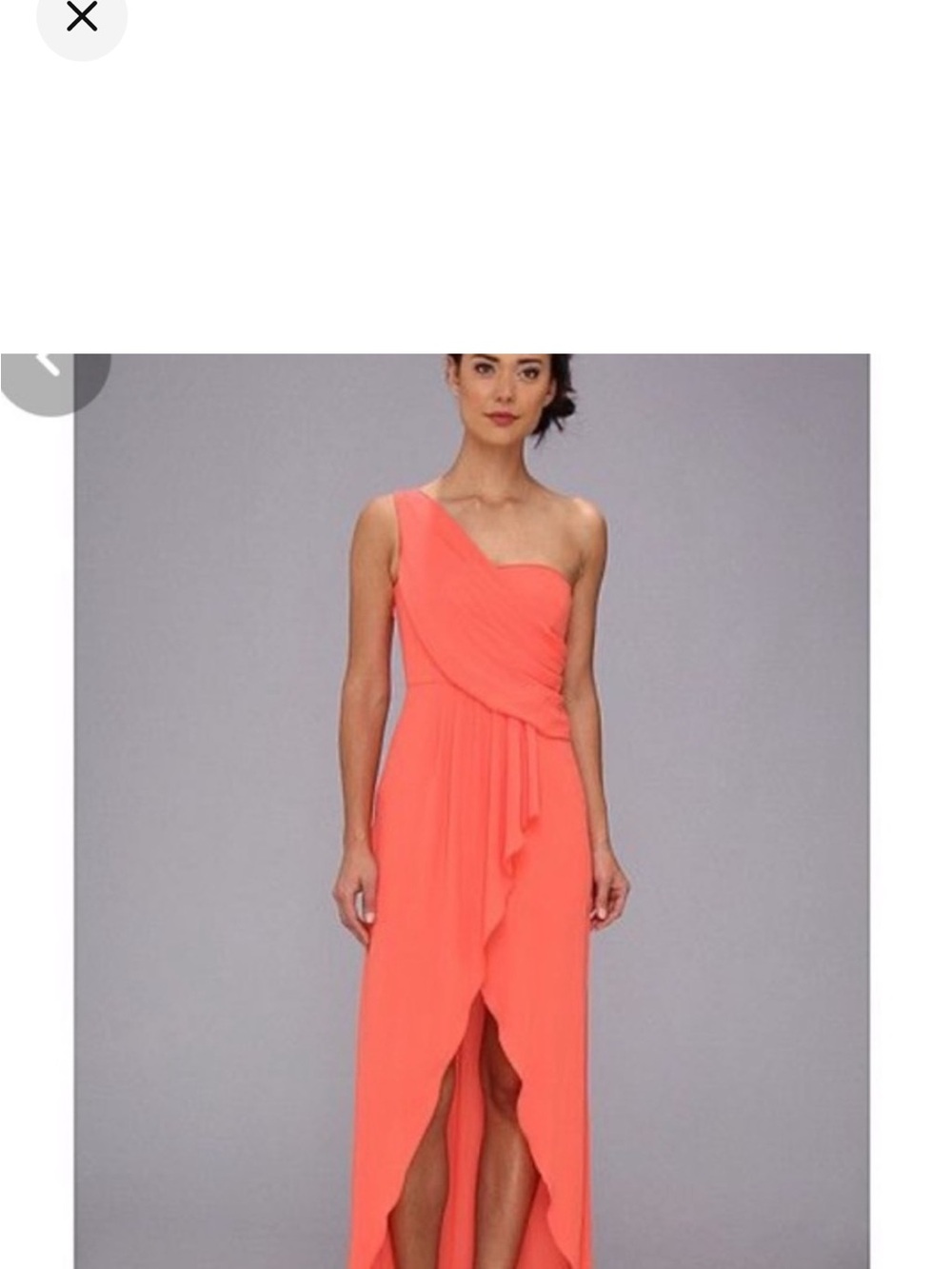 BCBGMaxAzria Coral One-Shoulder Draped Maxi Dress